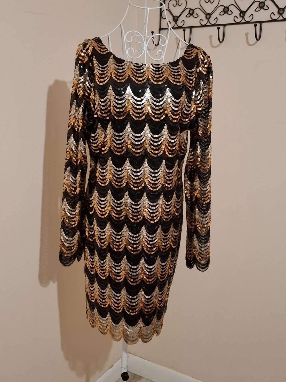 Charlotte Russe Black, Gold & Silver Sequin Mini Dress